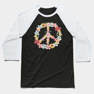 Peace Flowers Baseball T-Shirt